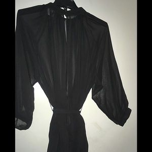 Asos brand sheer, black shirt.